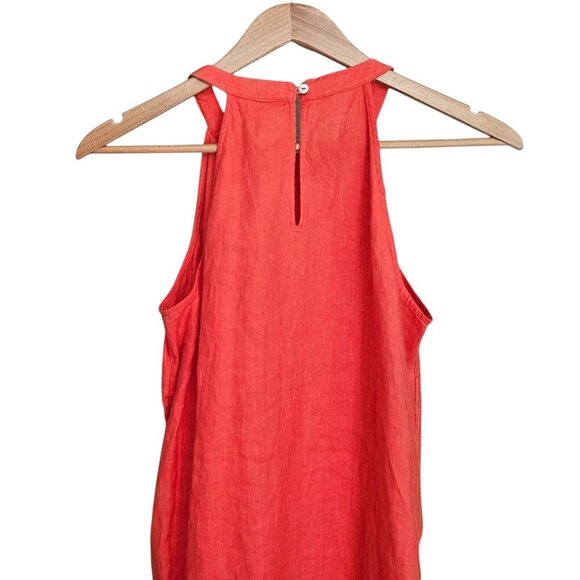 Women's - Sigrid Olsen Orange Linen Sleeveless Dress, Size Small - Picture 8 of 9